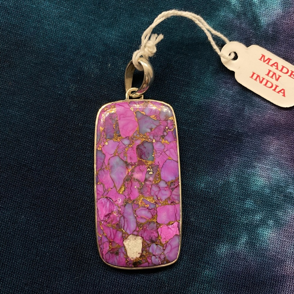 Purple Turquoise & Silver pendant